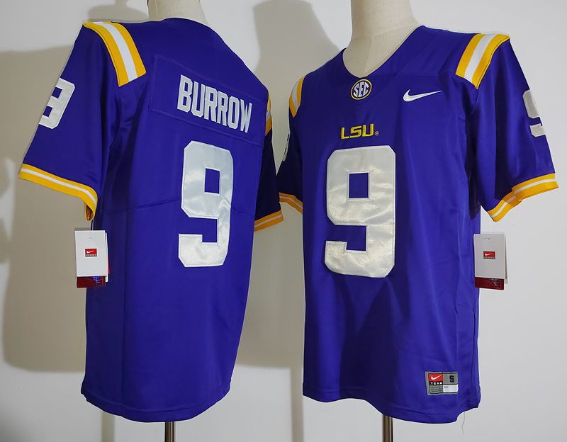 Men LSU Tigers #9 Burrow Purple Nike 2025 NCAA Jersey->ncaa teams->NCAA Jersey